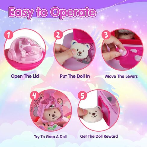 آلة مخلب للأطفال، آلات بيع صغيرة ألعاب الأميرة للفتيات، ألعاب توزيع جوائز الحلوى للفتيات، لعبة أركيد إلكترونية مع 20 لعبة قطيفة صغيرة لهدايا عيد ميلاد حفلات الكريسماس in Kuwait