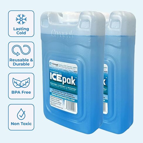 حزمة ثلج كبيرة من Cryopak - حزمة ثلج كبيرة الحجم - طول 8 بوصات × عرض 8 بوصات × عمق 1 بوصة - عبوات ثلج مثالية للمبردات - قيمة رائعة! in Kuwait