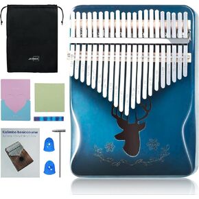 JYTMUS Kalimba 21 مفتاح بيانو إصبع محمول مع مطرقة لحن، كتاب موسيقى ومجموعة حقيبة حمل، هدية الآلات الموسيقية للبالغين والأطفال والمبتدئين