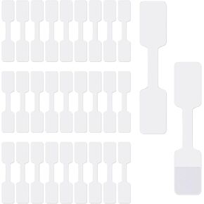 Zonon 1000 Pieces Blank Jewelry Price Tags Stickers White Jewelry Price Label Self Adhesive Short Dumbbell, Barbell Label for Necklace Earring Price Identify Rectangle Label