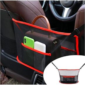 Handbag Holder for Car, Auto Net Pocket Purse Holder Between Front Seats Car Storage Organizer, Universal Car Accessories for Women and Men, Pet/Kids Car Barrier (Black)