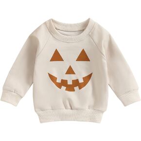 CREAIRY Newborn Toddler Baby Boy Girl Halloween Outfit Pumpkin Pullover Sweatshirt Long Sleeve T-Shirt Tops Fall Clothes