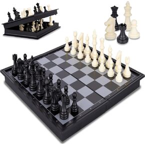 Gamie Magnetic Travel Chess Game, Foldable Portable Chess Board Game for Kids, Entertaining Road Trip Toys, Travel Games, and Desktop Toys for Adults