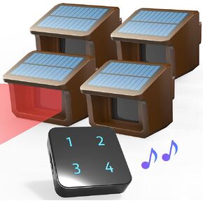 Driveway Alarm- HTZSAFE 1/2Mile Solar Driveway Alarm System- Up to 70FT Wide Sensor Range- Fully Weatherproof Outdoor Motion Sensor&Detector DIY Security Alert System-1 Receiver and 2 Sensors KIT