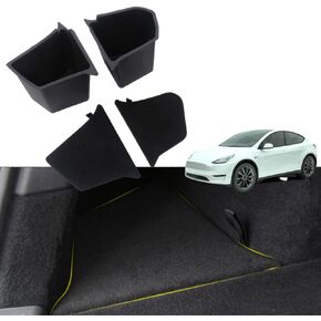 Trunk Organizer Storage Boxes with Lids fit for Tesla Model Y,Rear Trunk Side Storage Bins Side Box fit for Model y Accessories 2024 2023 2022 2021