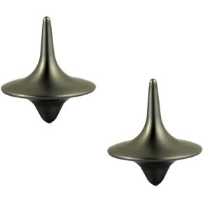 2Pcs Silver Accurate Spinning Top,Forever Spin,Portable Precision Metal Spinner Top Premium Exquisite Perfect Balance Desktop Gyro Toys Vintage Totem Zinc Alloy Toy Desk Little Fidget Toy and Games