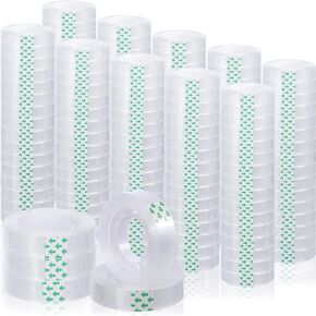 Jetec 200 Rolls Clear Tape Bulk Transparent Invisible Tape Refills 1/2 x 1260 Inches Glossy for Gift Wrapping Dispenser Office School Home Use Gift Wrap Desk Supplies