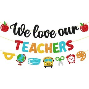 National Teacher Appreciation Week Decoration We Love Our Teachers Banner Thank You for Helping Us Grow Teachers Day Party Celebration Decor Supplies - Black in Kuwait