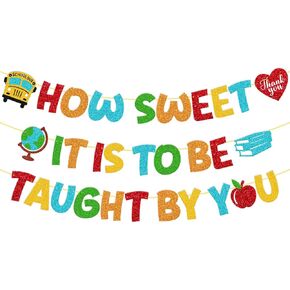 How Sweet It is to be Taught by You Banner Thank You Teachers We Appreciate You Garland Teacher Appreciation Week Theme Decoration We Love Our Teachers Classroom Party Supplies in Saudi Arabia