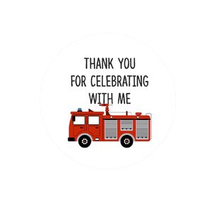 Firefighter Thank You Stickers 24 Pcs. Fire Truck Baby Shower, Birthday Party Decorations Supplies, Fire Rescue Themed