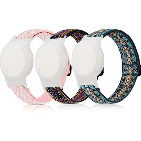 Elastic Airtag Bracelet for Kids， Nylon GPS Tracker Holder Protective Case Compatible with Apple Air Tag,Adjustable Anti Lost Airtag Watch Band for Kids Children Elders，3 Pack
