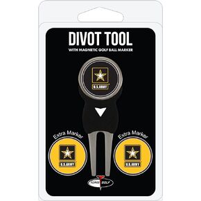 Team Golf Military Army Divot Tool Pack with 3 Golf Ball Markers Divot Tool with 3 Golf Ball Markers Pack, Markers are Removable Magnetic Double-Sided Enamel