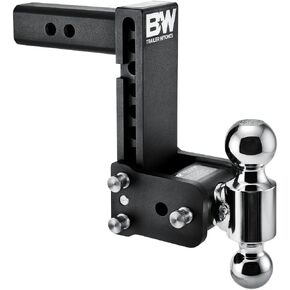 B&W Trailer Hitches Tow & Stow Adjustable Trailer Hitch Ball Mount - Fits 2" Receiver, Dual Ball (2" x 2-5/16"), 7" Drop, 10,000 GTW - TS10040B