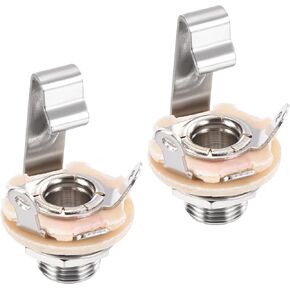 MECCANIXITY 2 Pcs Guitar Input Jack 1/4" Stereo Jack Mono Panel Mount Socket Gold for Guitar Bass Speaker Footswitch