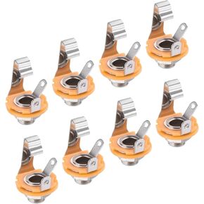 MECCANIXITY 8 Pcs Guitar Input Jack 1/4" Stereo Jack Mono Panel Mount Socket Silver for Guitar Bass Speaker Footswitch