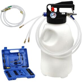 NP 10L Pneumatic Transmission Fluid Pump Refill Fill Evacuator Tool Kit Extractor and Dispenser Portable Gearbox Oil Transfer System with 15pcs ATF Adapters Kit