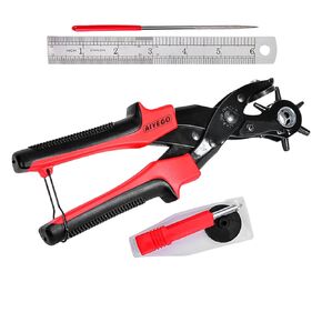 Belt Hole Puncher, Multi-Hole Sizes Revolving Leather Punch Tool, Leather Hole Punch for Belts, Watch Band, Handbags, Plastic, Cardboard, Crafts