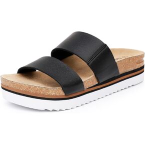 GAWBAW Women's Platform Sandals With Two Straps Summer Comfort Arch Support Beach Slide Sandals Cork Footbed Flatform Sandals For Women