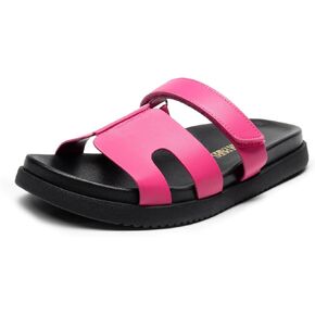 DREAM PAIRS Women's Flat Slide Sandals, Comfortable Slip On Platform Sandals For Women Dressy Summer