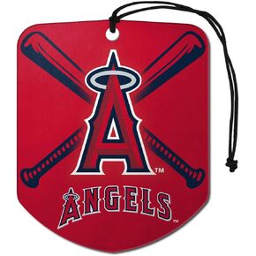 FANMATS 61540 MLB Los Angeles Angels Hanging Car Air Freshener, 2 Pack, Black Ice Scent, Odor Eliminator, Shield Design with Team Logo