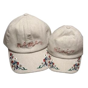 Floral Suede Mama and Mini Hat For Women, Cute Corduroy Mother Daughter Hats, Mom And Daughter Matching Hats, Mommy and Me Hats, Set of 2 Matching Toddler And Mommy Hats in CREAM.