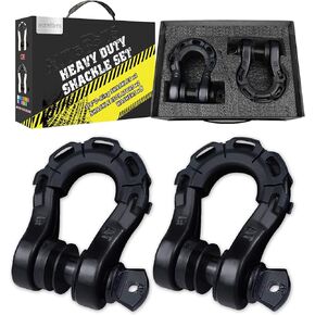 AUTOBOTS D Ring Shackles Heavy Duty(2 Pack) 68,000 lbs Capacity, Stronger Than 3/4" D Shackle, with 7/8" Screw Pin, for Tow Strap Winch Off Road Accessory Vehicle Recovery Black