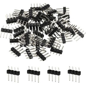 MECCANIXITY Straight Pin Header DIP Single Row 4 Pin 2.54mm Pitch Gold Plated for PCB Pack of 50