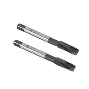 uxcell M8 x 1.25 Spiral Point Threading Tap, H2 Tolerance High Speed Steel TICN Coated, Round Shank with Square End, Metric Screw Taps Tapping Bit for Machinist Thread Repair, 2pcs