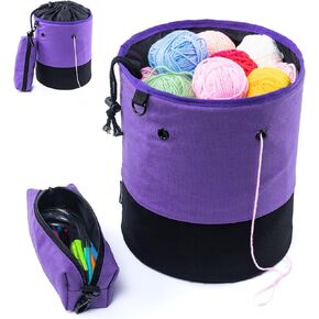 MYBAGZING Small Yarn Bag, Canvas Crochet Bag Organizer, Knitting Bag, Mini Yarn Storage Bags Yarn for Crocheting, Yarn Holder for Crochet Beginner,Knitting & Crochet Supplies