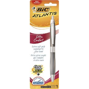 BIC Atlantis Ultra Comfort Retractable Ballpoint Pen, Assorted Barrel Colors, Medium Point (1.0mm), Black