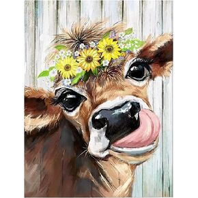 TINDAY Paint by Number for Adults Beginner DIY Painting by Numbers Kits for Adults DIY Canvas Paint by Numbers Acrylic Painting for Home Craft Kits for Adults Paint by Number Cow 16x20 Inch
