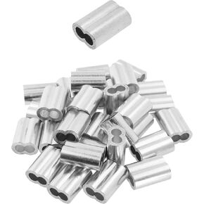Mandala Crafts 5/32 Cable Crimps Kit - 50 4mm Aluminum Crimping Sleeves Rope Wire Crimps - Cable Double Barrel Ferrule Crimping Loop Sleeve Wire Ends