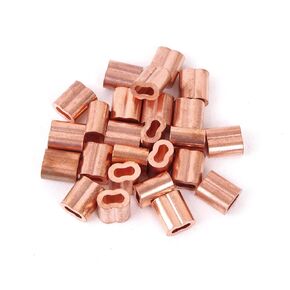 100 Piece Plain Copper Duplex Oval Crimping Sleeve Set for 1/32" Diameter Wire Rope (Pack of 100)