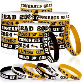 Sumind 36 Pieces Class of 2024 Silicone Bracelets, Silicone Graduation Bracelets Congrats Grad Wristbands Graduation Celebrating Bracelet for Teacher Students, Graduation Party Supplies