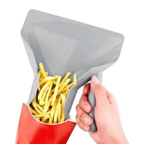 French Fry Scooper, Commercial Plastic French Fry Bagger with Right Handle, French Fries Shovel Quick Fill Tool for Food Bags Boxes, Snacks, Right Handle