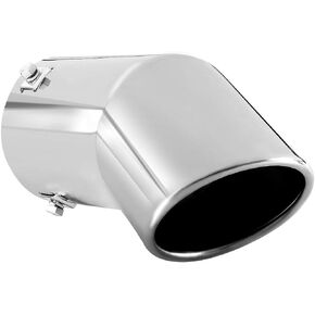TriTrust Exhaust Tip, 2.75-3 inch inlet adjustable, 3.5'' Outlet 8'' Long Muffler Tip, Black Powder Coated Stainless Steel Truck Car Turn Down Tail Tip, Clamp On Tailpipe