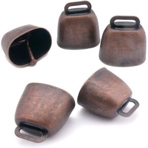 5 Pack Grazing Copper Bells, Metal Cow Bells for Dogs, Animal Copper Loud Bronze Bell, Small Brass Bell, for Cow Horse Sheep Cats Small Pets Anti-Theft Accessories (Red Bronze)