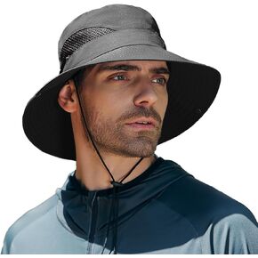 Epsoco Men's Sun Hats Summer Outdoors UV Protection Mesh Wide Brim Bucket Hat for Beach Hiking Travel Safari Fishing