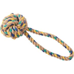 Only Natural Pet Hemp and Recycled Cotton Tug & Fetch Dog Toys - Interactive Tug & Chew Dog Rope Toy with Loop & Knots - Eco-Friendly, Engaging & Durable Hemp Braid | Hemp Loop & 2 Knot Toy, 3" x 15"