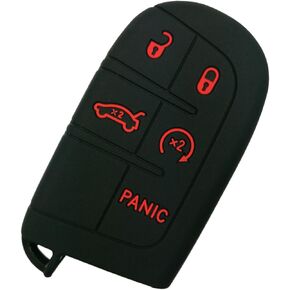 Coolbestda Rubber 5 Buttons Key Fob Cover Remote Case Keyless Protector for 2018 2019 2020 2021 2022 2023 Jeep Grand Cherokee Compass Dodge Challenger Charger Dart Durango Journey Chrysler 300 200