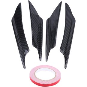4PcsUniversal ABS Carbon Fiber Car Body Front Bumper Splitter Fins Car Front Bumper Lip Spoiler Fins Canards Trim Kit with Adhesive Tape(Carbon Fiber) Car Interior and Exterior Modification