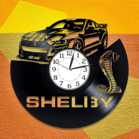 Kovides Shelby Birthday Gift Idea Muscle Car Original Home Decor Car Vinyl Clock 12 Inch for Man and Woman Shelby Vinyl Record Wall Clock Car Handmade Products in Saudi Arabia