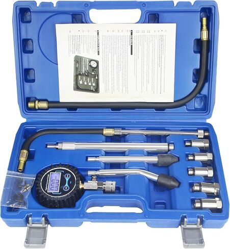LCD Digital Engine Compression Tester Pressure Gauge Tester Kit 250 PSI Petrol Gas Engine Cylinder Tester,Automotive Engine Cylinder Leak Down Pressure Gauge for Cars,Vans,Motorcycles,Trucks. in Saudi Arabia
