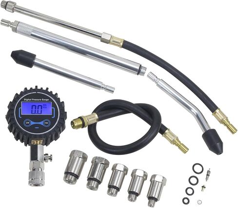 LCD Digital Engine Compression Tester Pressure Gauge Tester Kit 250 PSI Petrol Gas Engine Cylinder Tester,Automotive Engine Cylinder Leak Down Pressure Gauge for Cars,Vans,Motorcycles,Trucks. in Saudi Arabia