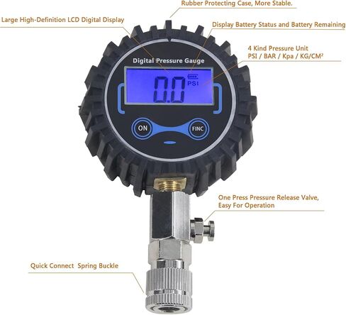 LCD Digital Engine Compression Tester Pressure Gauge Tester Kit 250 PSI Petrol Gas Engine Cylinder Tester,Automotive Engine Cylinder Leak Down Pressure Gauge for Cars,Vans,Motorcycles,Trucks. in Saudi Arabia