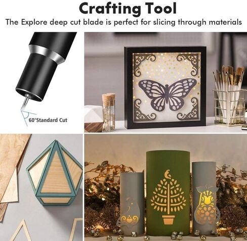 شفرة Dreamlee Explore Deep Cut وغطاء لصانع Cricut، شفرة بديلة ذات نقطة عميقة متوافقة مع Cricut Explore Air 2/ Air 3/ Cricut Maker/Maker 3 آلات قطع (تتضمن شفرتين) in Saudi Arabia
