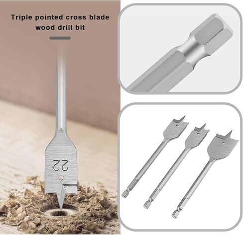 LT Easiyl 3 قطع سداسية عرقوب مجداف مسطح لقمة سداسية ساق مسطحة لقمة مثقاب ثلاثية مدببة بشفرة متقاطعة من الخشب لمركبات الخشب الصلب والبلاستيك in Kuwait