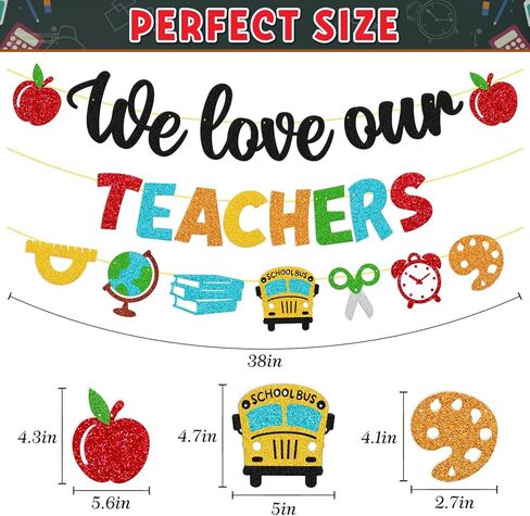 National Teacher Appreciation Week Decoration We Love Our Teachers Banner Thank You for Helping Us Grow Teachers Day Party Celebration Decor Supplies - Black in Kuwait