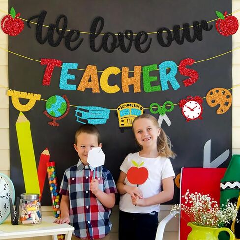 National Teacher Appreciation Week Decoration We Love Our Teachers Banner Thank You for Helping Us Grow Teachers Day Party Celebration Decor Supplies - Black in Kuwait