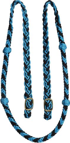 Mustang Cable Knotted Lifter Barrel Rein Turquoise/Black in Saudi Arabia